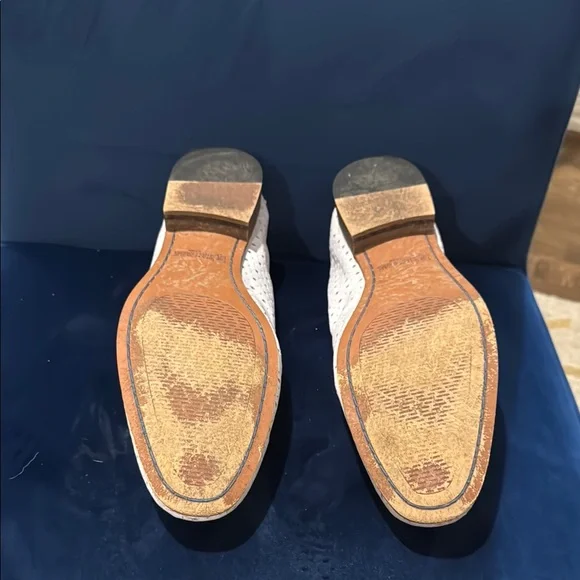 Stacy Adams Men’s White Leather Loafers with Woven Design - Picture 5 of 6